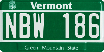 VT license plate NBW186