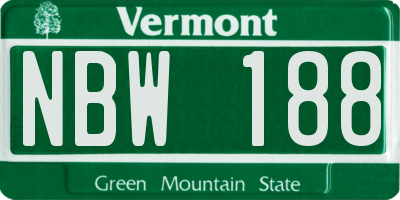 VT license plate NBW188