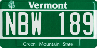 VT license plate NBW189