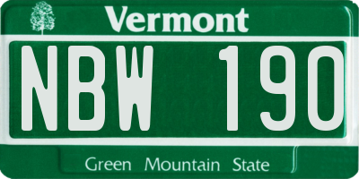 VT license plate NBW190
