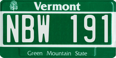VT license plate NBW191