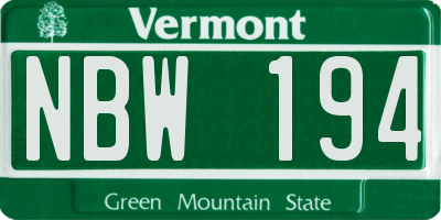VT license plate NBW194