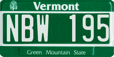 VT license plate NBW195
