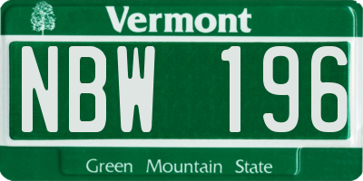 VT license plate NBW196