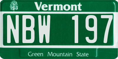 VT license plate NBW197