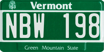 VT license plate NBW198