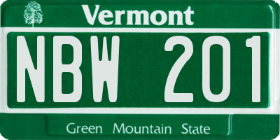 VT license plate NBW201