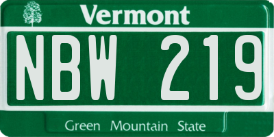 VT license plate NBW219