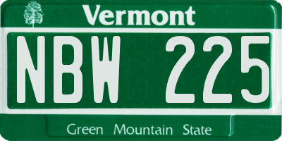VT license plate NBW225