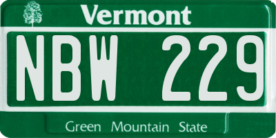 VT license plate NBW229