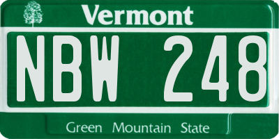 VT license plate NBW248