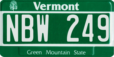VT license plate NBW249