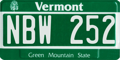 VT license plate NBW252