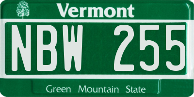 VT license plate NBW255