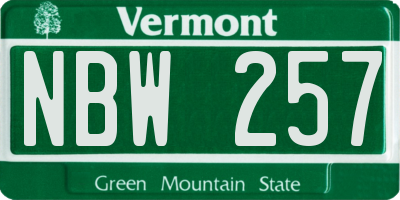 VT license plate NBW257