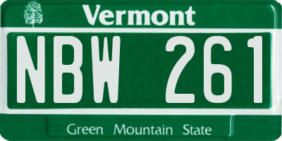 VT license plate NBW261