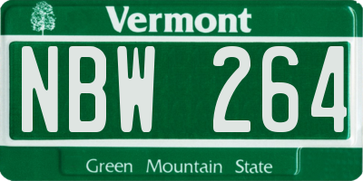 VT license plate NBW264
