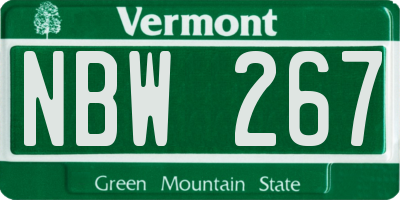 VT license plate NBW267
