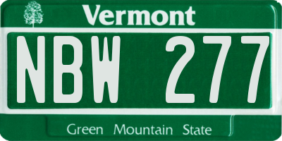 VT license plate NBW277