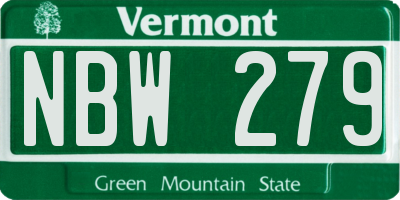 VT license plate NBW279