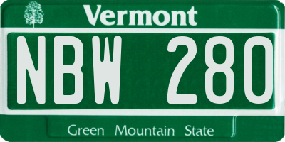 VT license plate NBW280
