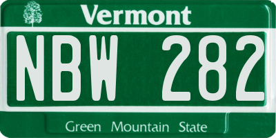 VT license plate NBW282