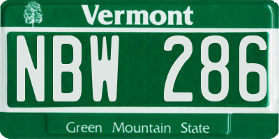 VT license plate NBW286