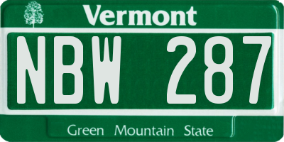 VT license plate NBW287