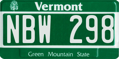 VT license plate NBW298