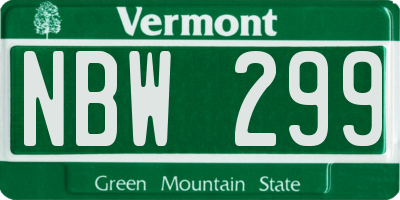 VT license plate NBW299