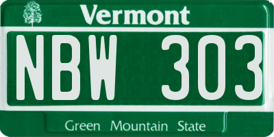 VT license plate NBW303