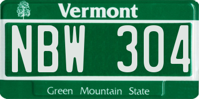VT license plate NBW304