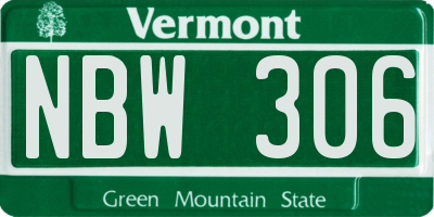 VT license plate NBW306