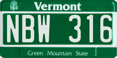 VT license plate NBW316