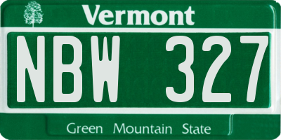 VT license plate NBW327