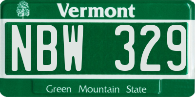VT license plate NBW329