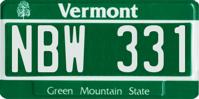 VT license plate NBW331