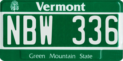 VT license plate NBW336