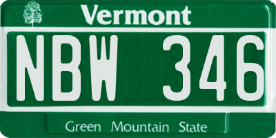 VT license plate NBW346