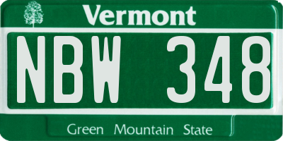VT license plate NBW348
