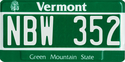 VT license plate NBW352