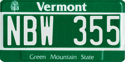 VT license plate NBW355