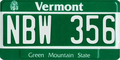 VT license plate NBW356