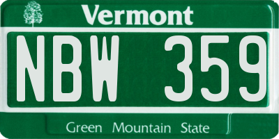 VT license plate NBW359
