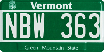 VT license plate NBW363