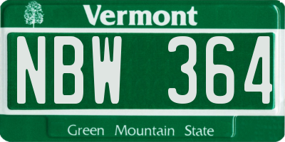 VT license plate NBW364