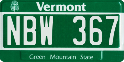 VT license plate NBW367