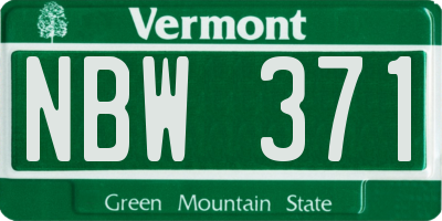 VT license plate NBW371