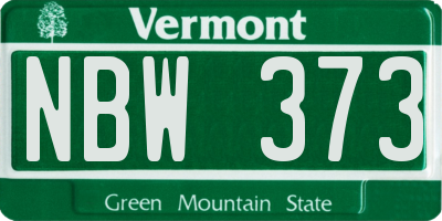 VT license plate NBW373