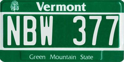 VT license plate NBW377